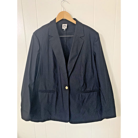 Anne Klein Size XL Women's Gold Button Blazer Jacket Black Career Capsule Work - Picture 1 of 9